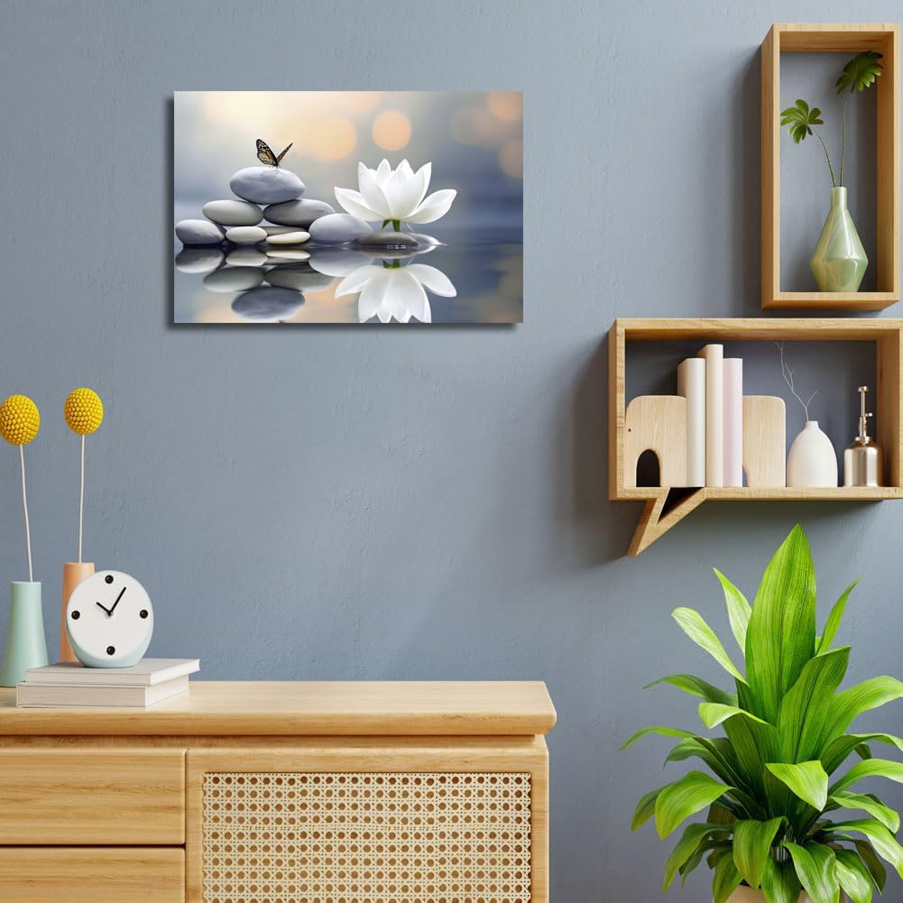 Lotus Zen Canvas Print Wall Art Modern Artwork Wall Decor (16"L x 24"W / ZEN-1)