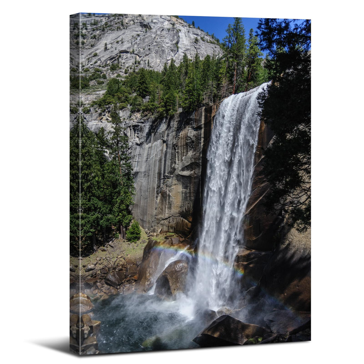 Waterfall Wall Art Nautre Landscape Canvas Pictures Yosemite National Park Posters Mountain Forest Tree Painting Prints Modern Zen Botanical Aesthetic Canvas Artwork for Bedroom Home Decorations 12x16" (16"L x 12"W / Rainbow)