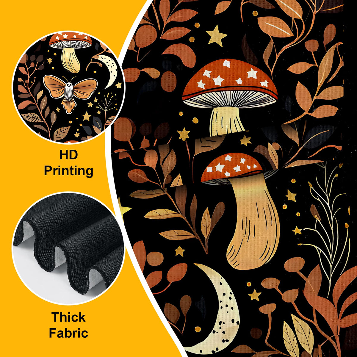 Pack of 2 Long Vertical Tapestry (Mushroom Butterfly / 13"Wx51"H)