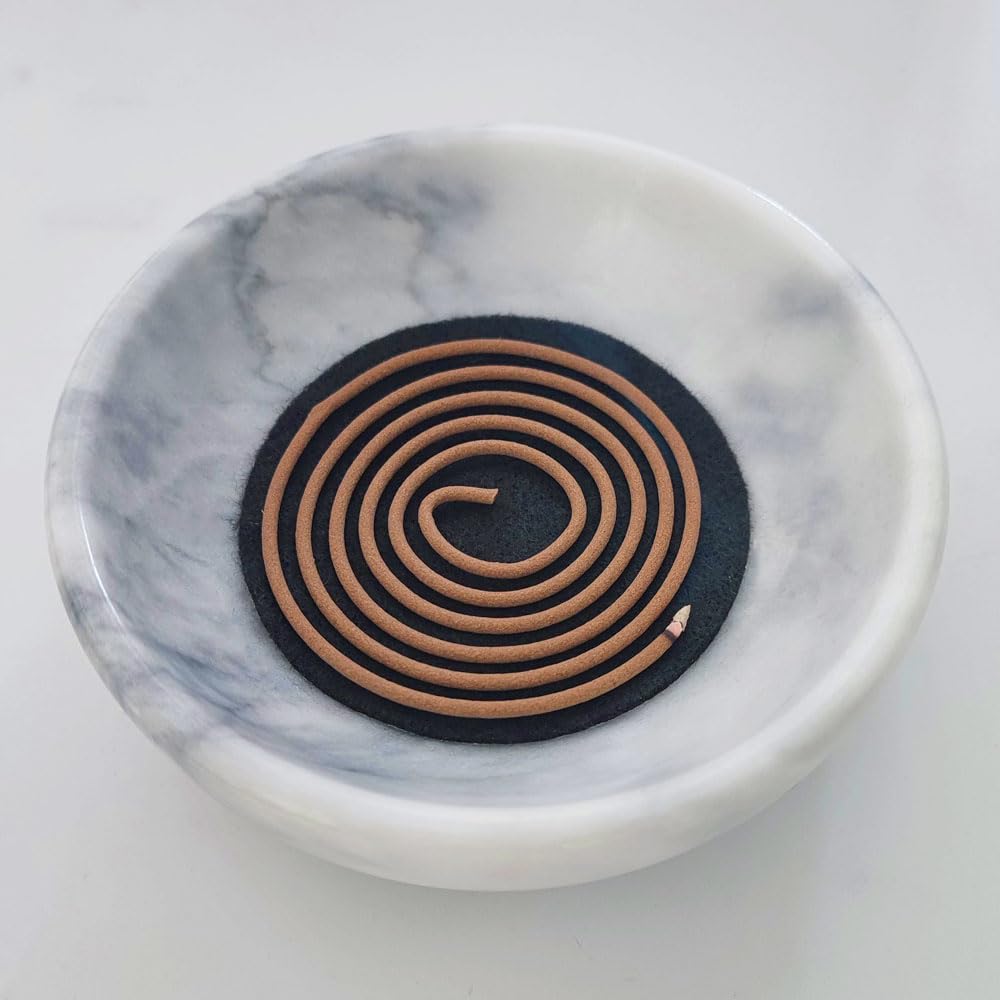 Handmade Natural Marble Incense Holder 9 Hole Ash Catcher Tray for Incense Sticks (Pale)