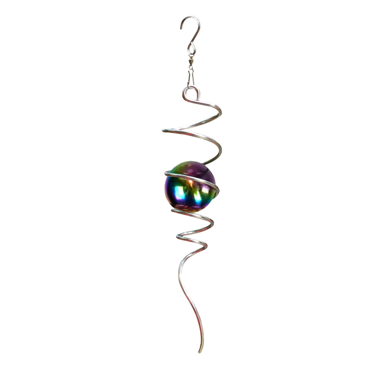 Gazing Ball Spiral Tail with Multi Color Stainless Steel Orb (Multi Stainless Steel Orb)