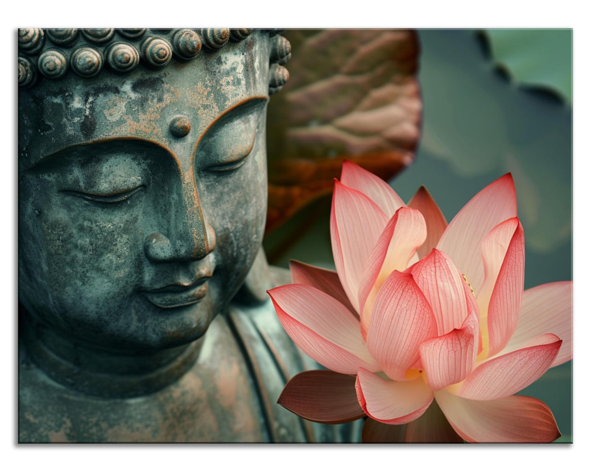 1Pcs Zen Buddha Lotus Flower Canvas Wall Art Spiritual Decor for Meditation Peaceful Home Decor Asian Cultural Symbolism Tranquil Art for Living Room Bedroom Office Ready to Hang (40"L x 30"W / 1PCS-Buddha)