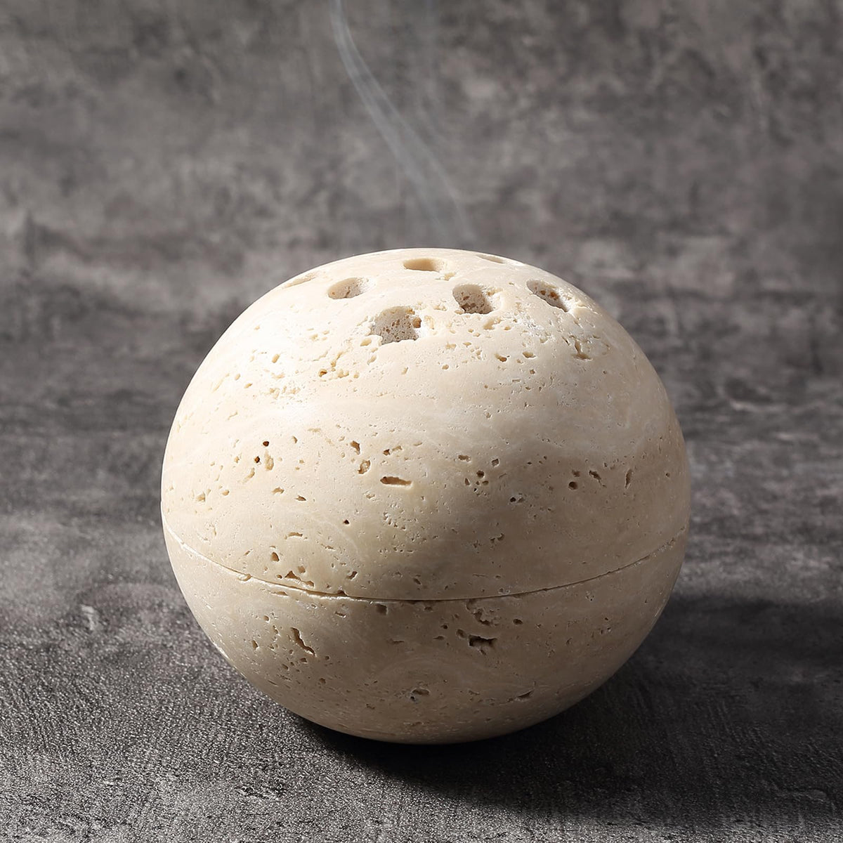 Natural Travertine Incense Burner (Sphere-travertine)