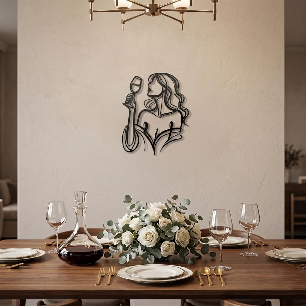 Black Metal Wall Art Decor (Drinking Wine)