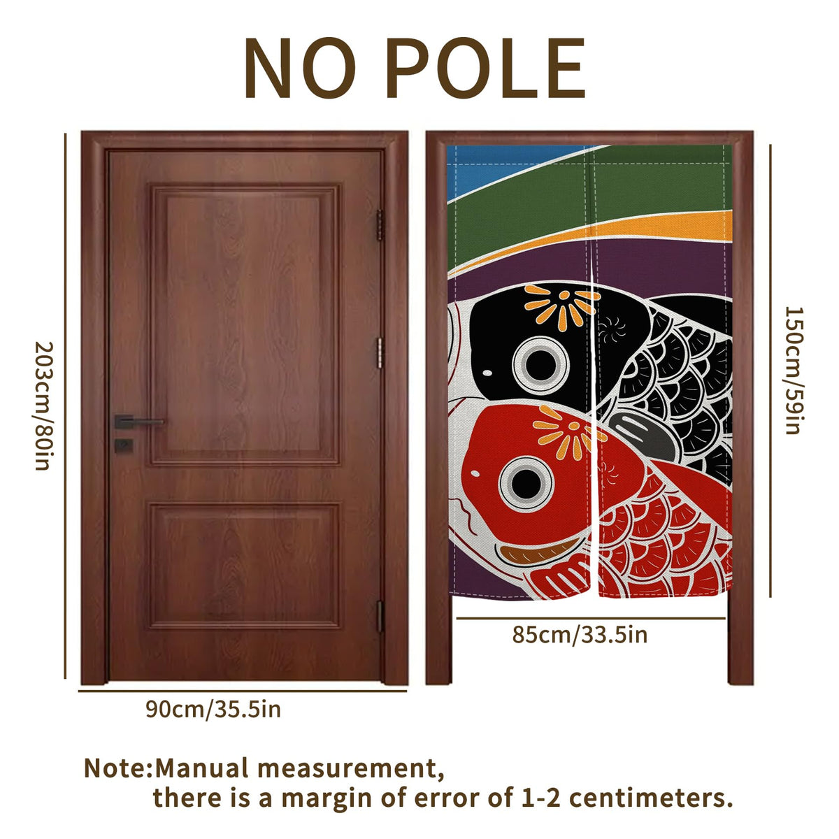 Noren Japanese Doorway Curtain Koi Fish Entrance Feng Shui Door Curtains Cute Animal Window Treatment Bedroom Partition Kithchen Bathroom Door Decor 33.5 x 59 Inch (Black Red)