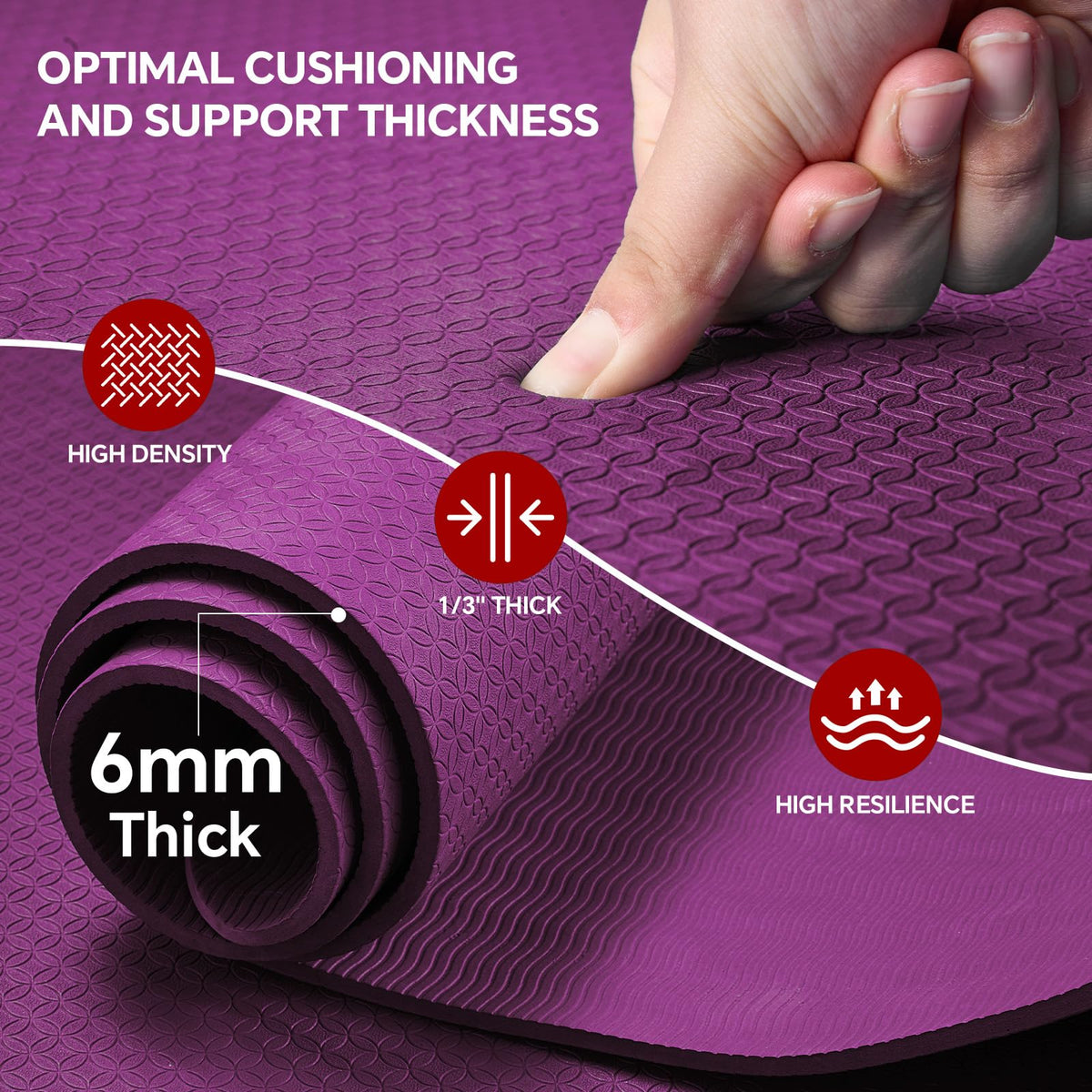 Extra Large Yoga Mat 6'x4' (Purple / 72" x 48" x 0.25")