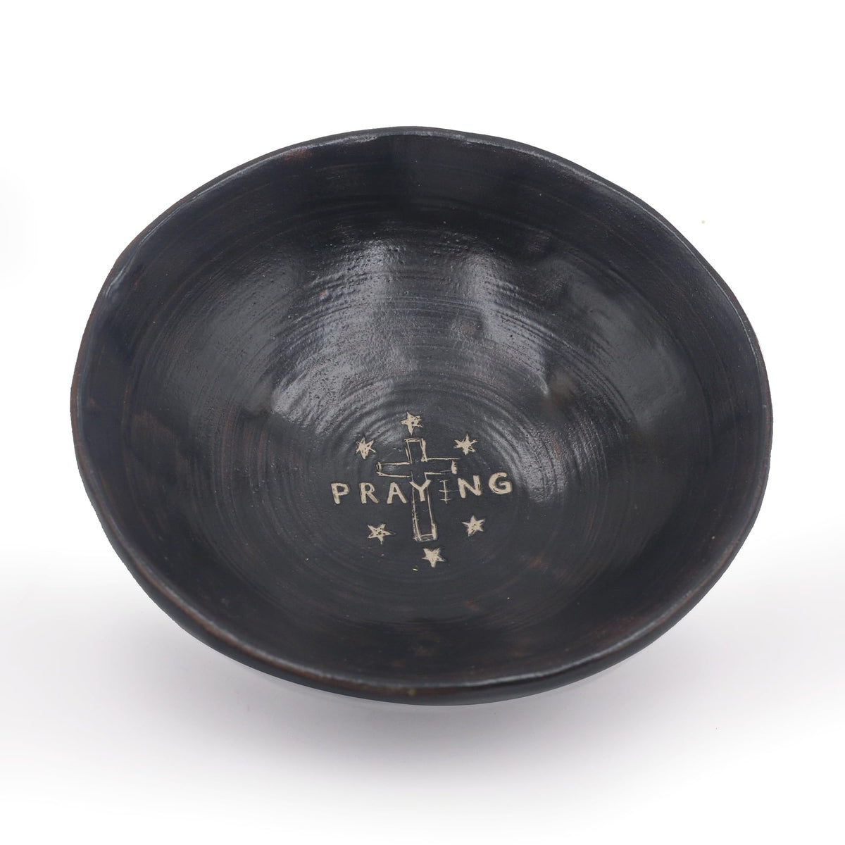 Prayer Offering Ritual Bowl Plate Great for Use Candles Tray Religious Spiritual Gifts （Black Praying） (Black Praying)