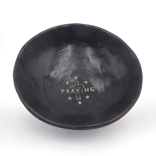 Prayer Offering Ritual Bowl Plate Great for Use Candles Tray Religious Spiritual Gifts （Black Praying） (Black Praying)