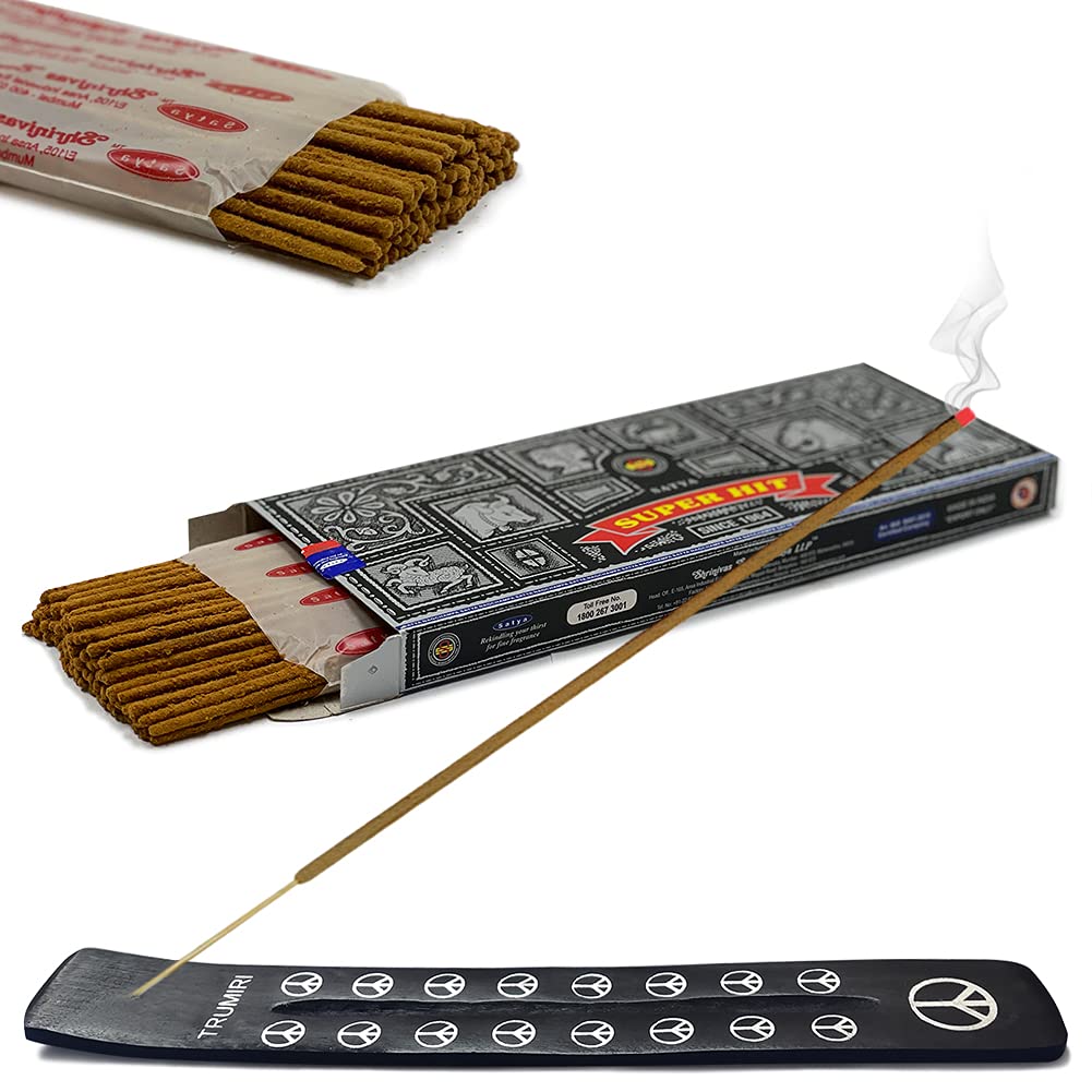 Incense Stick Holder Bundle with Satya Super Hit 100g Incense Sticks (Super Hit 100g - Pack of 1)