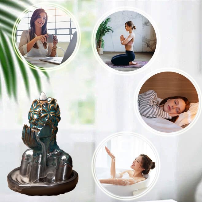 Flower Masked Half Face of Women Statue Backflow Incense Holder (Women a)