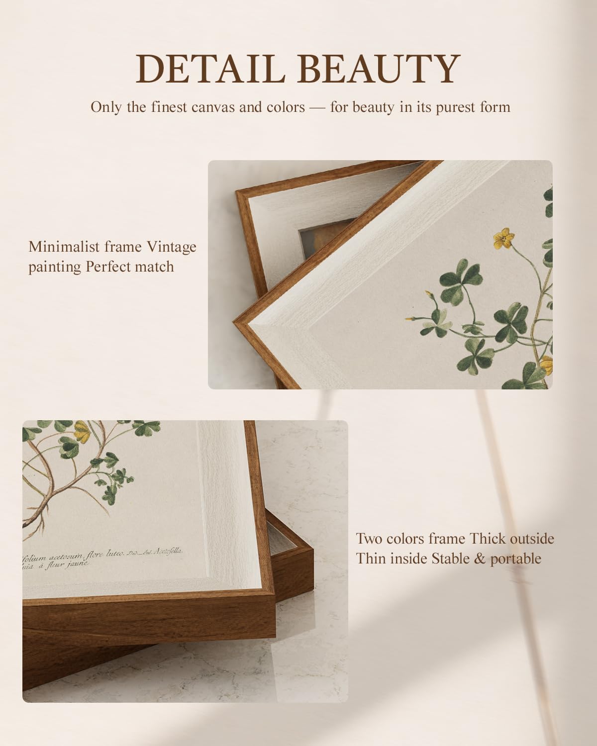 Framed Minimalist Botanical Leaf Botanical Wall Art Set (Twisted Branches / 12"L x 10"W)