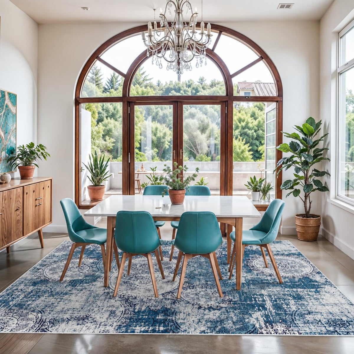 9x12 Washable Area Rug Living Room (Blue / 9' x 12' (Rectangular))