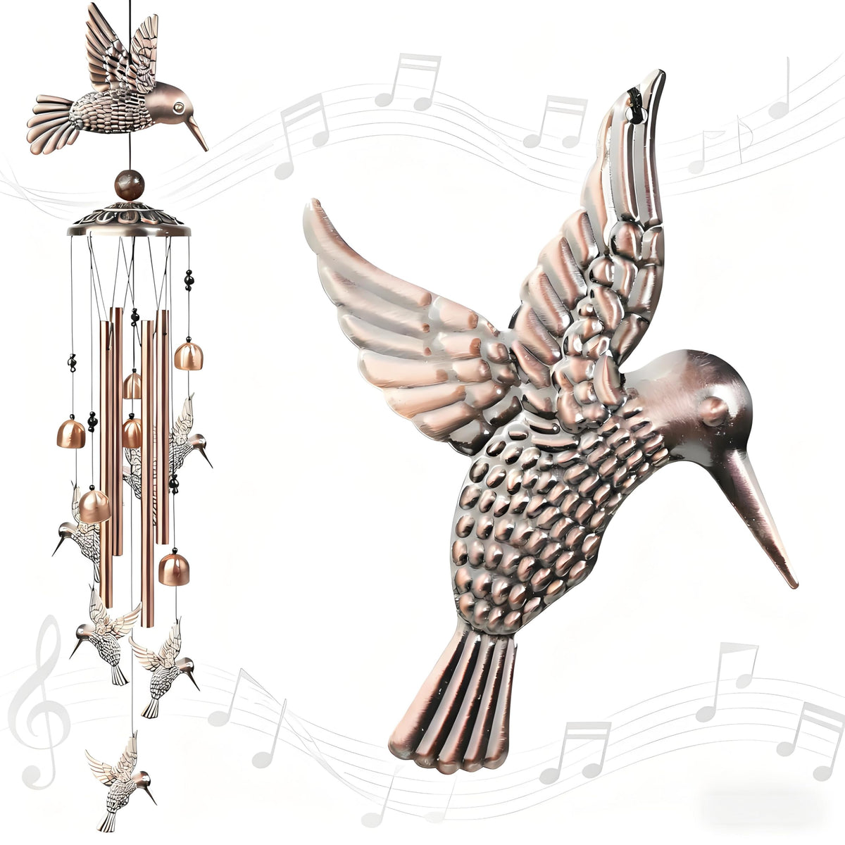 35" Hummingbird Wind Chimes (Copper / Hummingbird)