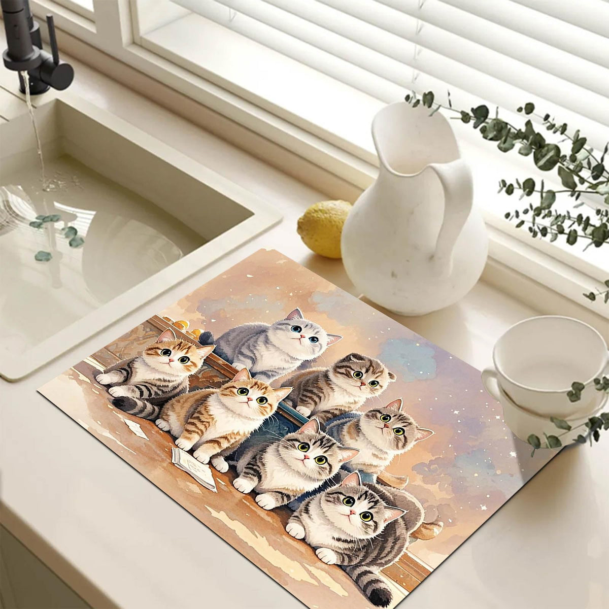 Cute Cat Stove Top Cover 28x20 Diatomite Heat Resistant Mat