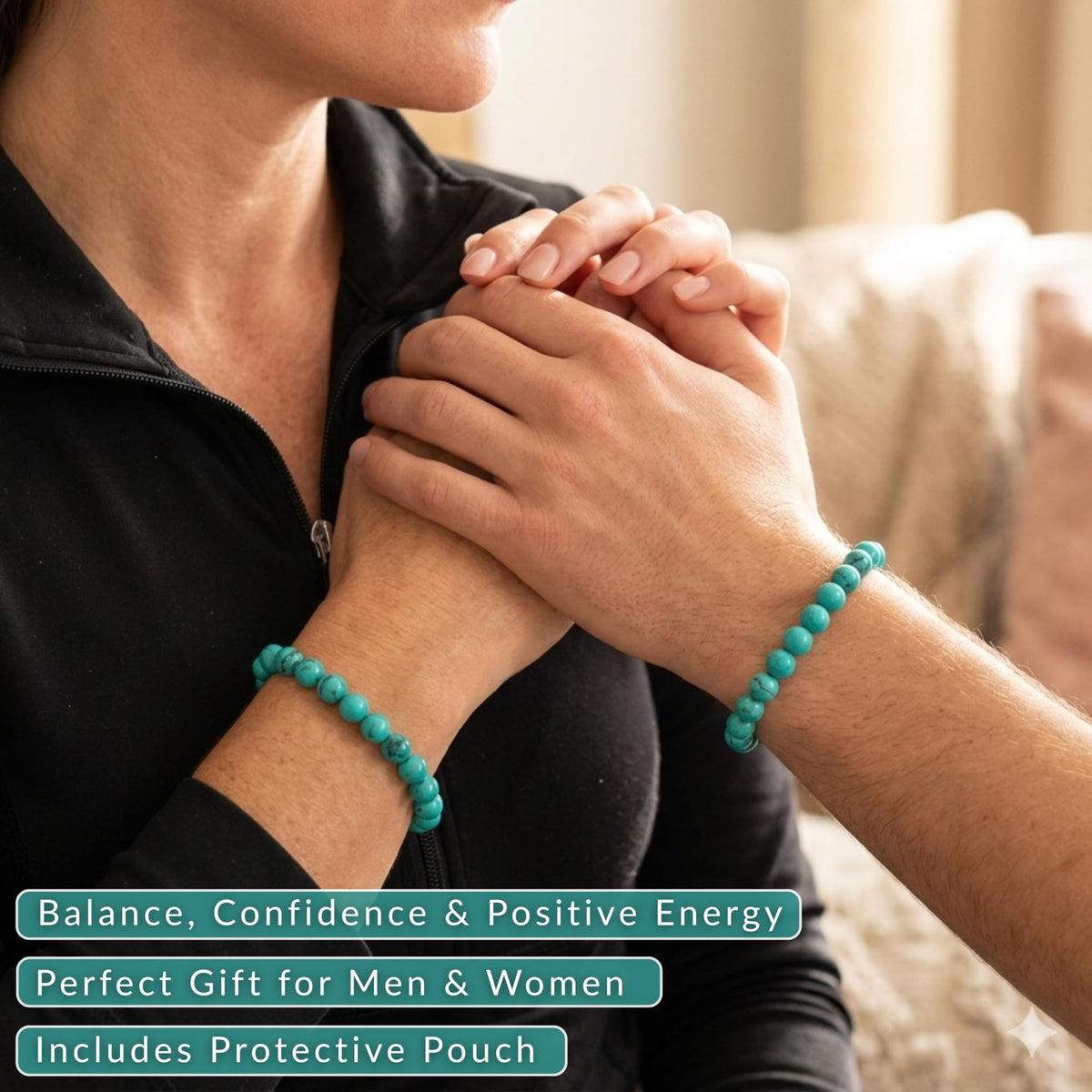 Turquoise Howlite Green 8mm Beaded Bracelet (Turquoise Howlite Green / Large)
