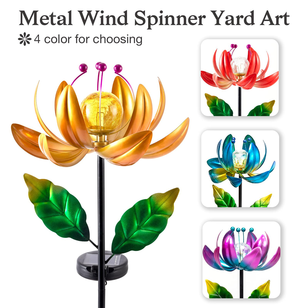 Garden Decor for Outside Solar Wind Spinners for Yard (Gold-standard)