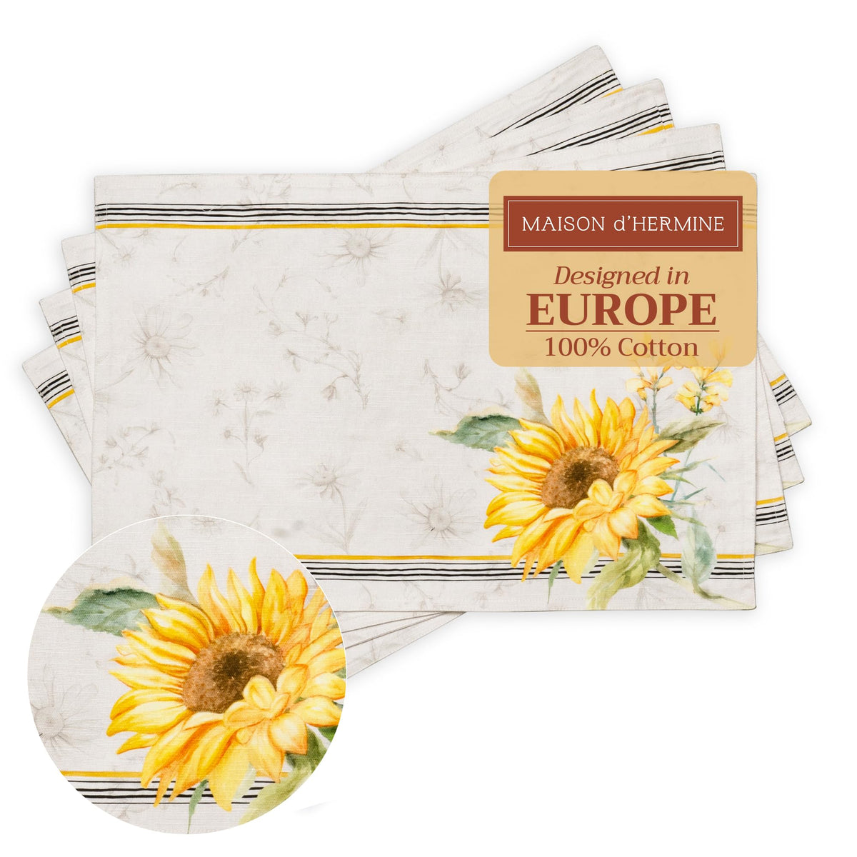 Placemats Set of 4 Reusable 100% Cotton (086 - Candice / 13" X 19" (Pack of 4))
