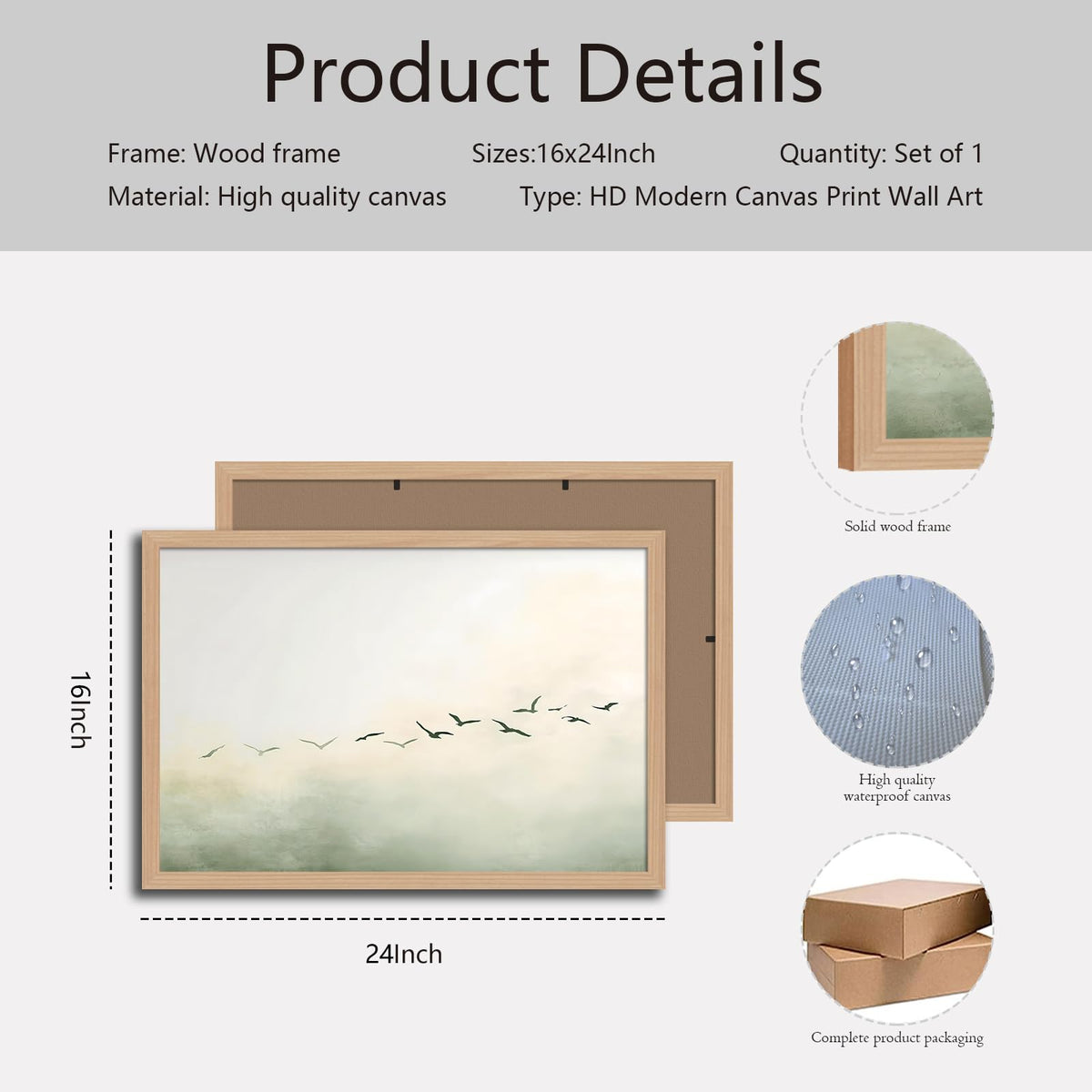 Minimalist Bird Wall Art (Littlebird / 16"L x 24"W)