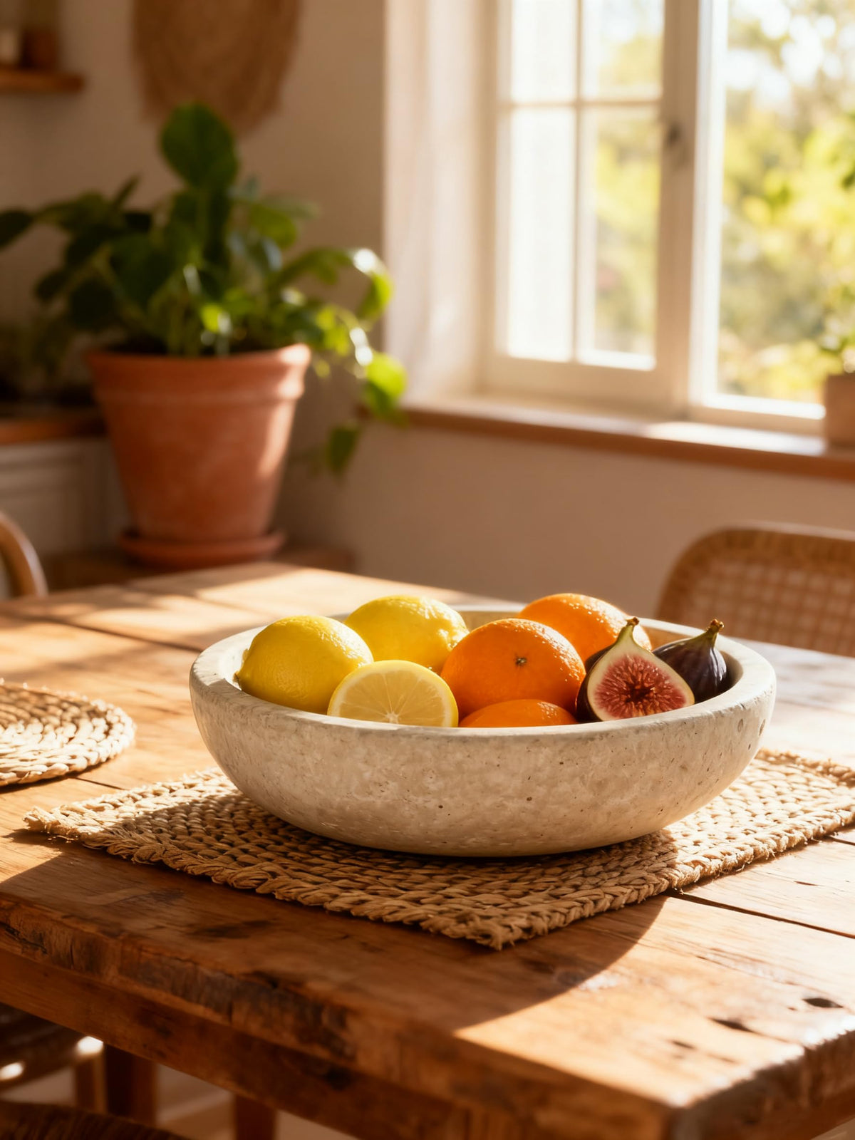Handmade Travertine Stone Bowl (Beige)