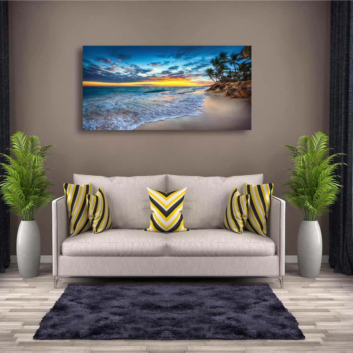Beach Sunset Pictures Canvas Wall Art For Living Room Bedroom Wall Decor (40"L x 20"W / Beach Sunset Pictures Canvas Wall Art)