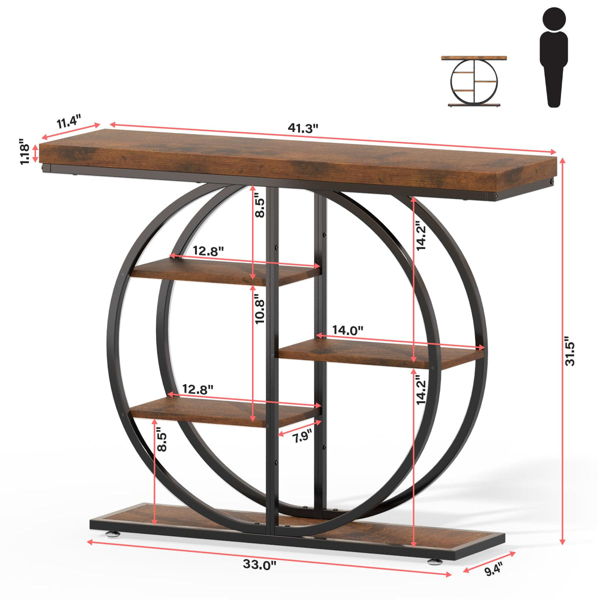 41.3" Console Table for Entryway (Brown)