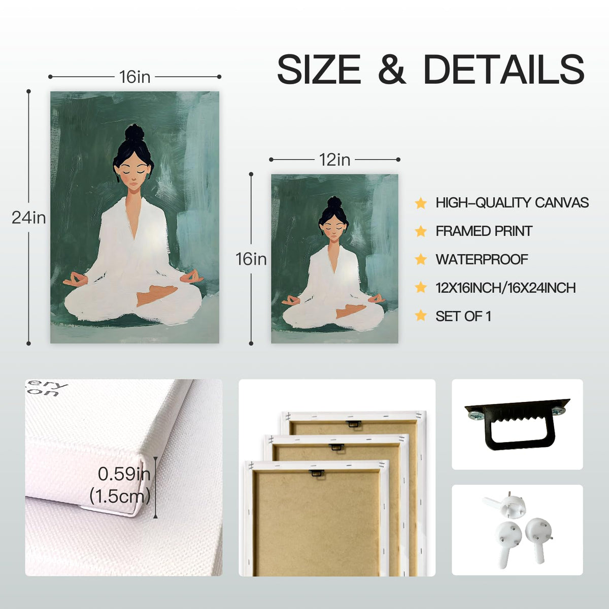 Wrapped Canvas Green Meditation Yoga Zen Wall Art 16x24 in (Green / 24"L x 16"W)