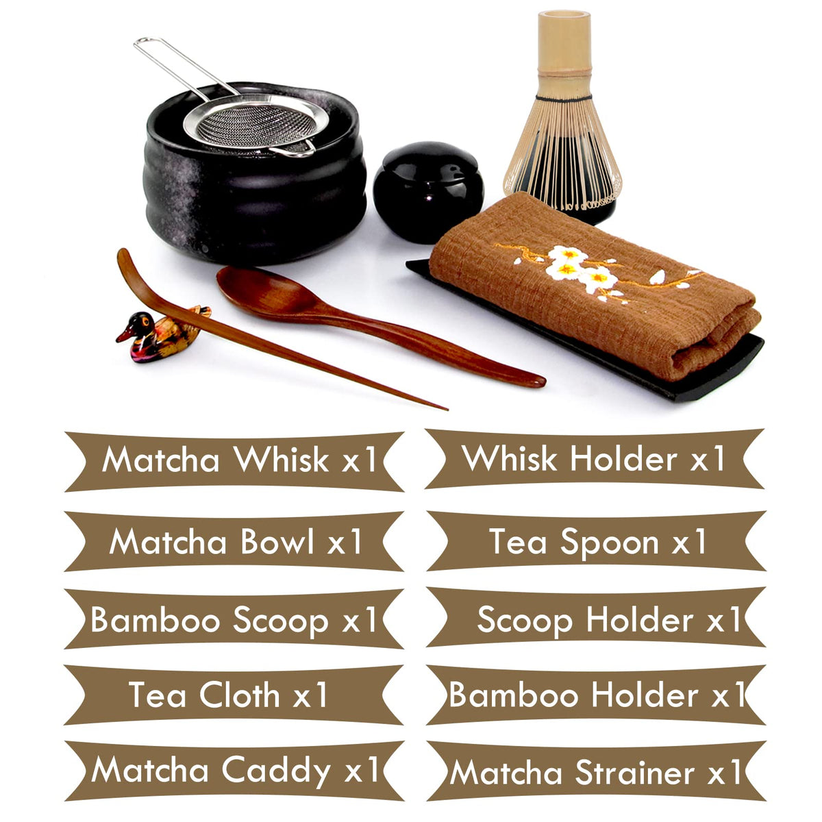 10 Piece Japanese Matcha Tea Set (Black)