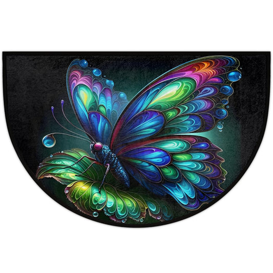 Art Butterfly Half Round Door Mat Semi Circle Rug Half Moon Doormat (A:a-4)