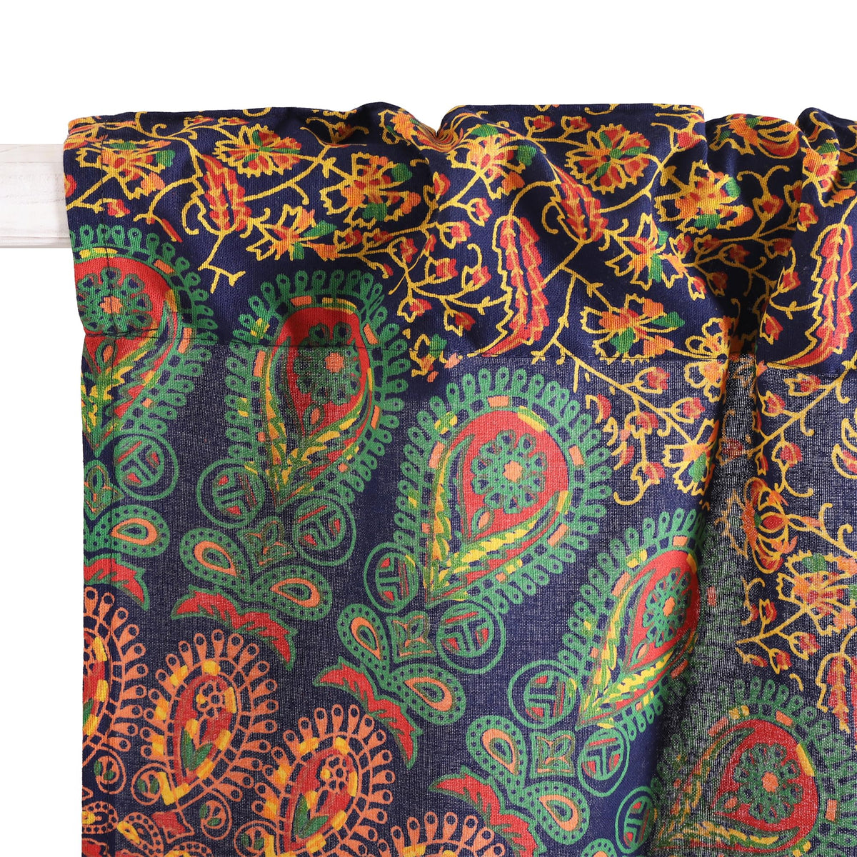 Indian Hippie Bohemian Beautiful Peacock Blue Multi Color Mandala Sheer Curtain Panels (Blue Multi Color / 18"W x 32"L (Pack of 2))