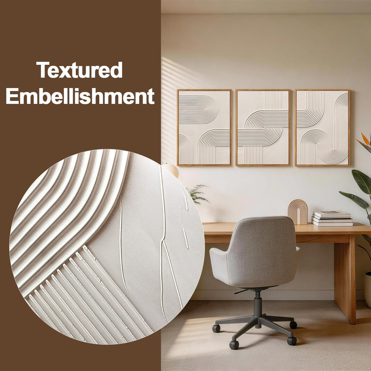 3D Textured Geometric Lines Framed Wall Art (3d Line)