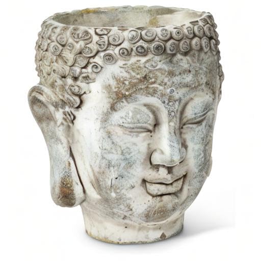 27-DHARMA/350 SM Small Buddha Head Planter, Grey (5.5" H) (Small (5.5 Inch))