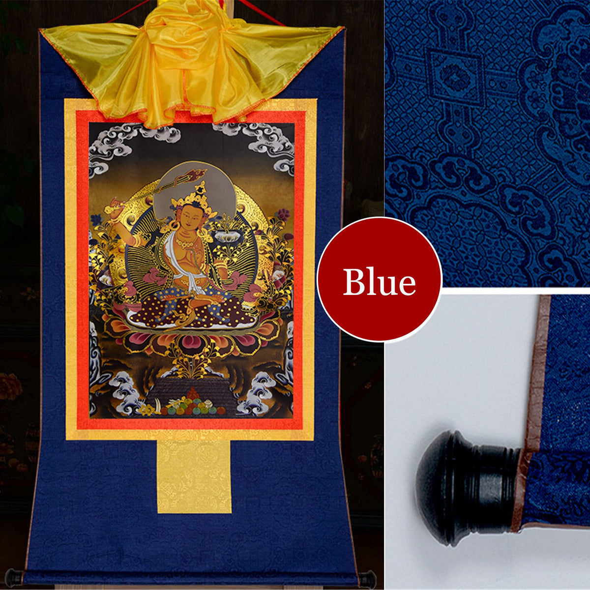 Jampelyang Manjusri Thangka Tibetan Thangka Art (Manjusri / 13.8"L x 11"W)