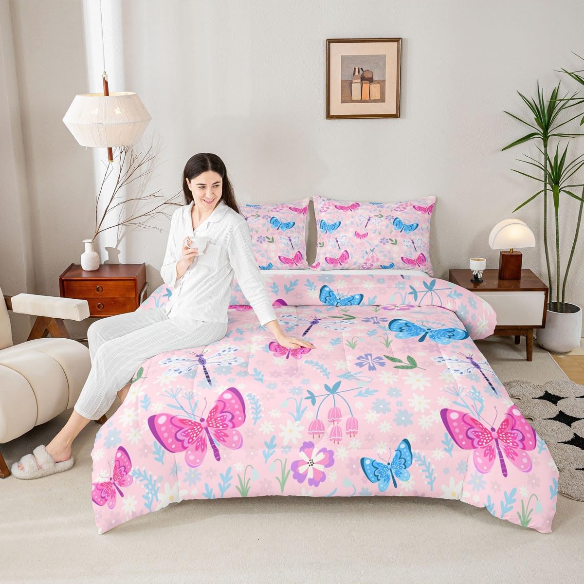 Butterfly Kids Comforter Set Toddler Size for Kids Boys Girls (Multi 811 / Toddler)