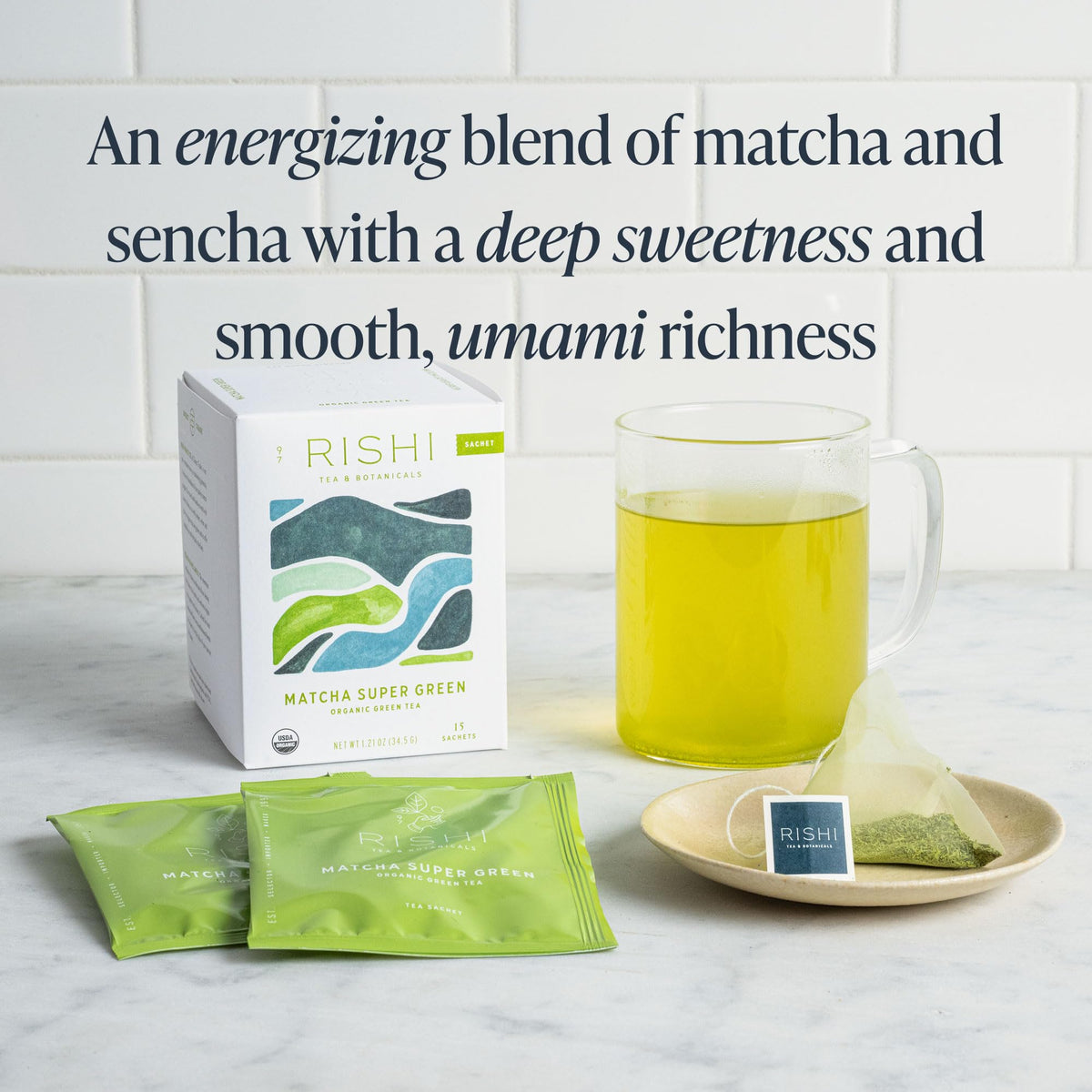 Matcha Super Green Organic Sachet Tea Bags (15 Count (2.86 Ounce, Pack of 1))