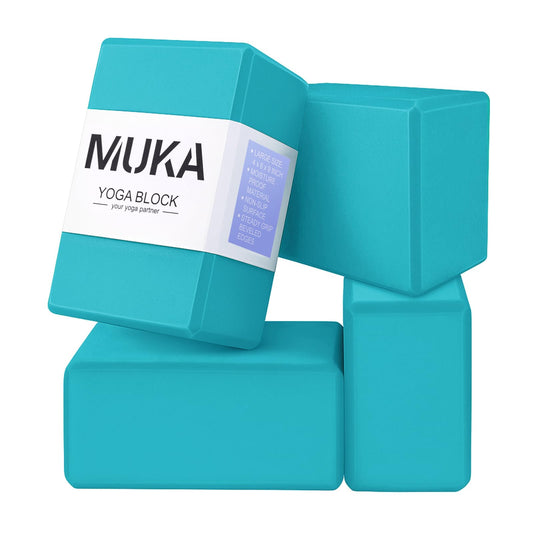 Yoga Blocks 4x6x9 Inch High Density EVA Foam Yoga Brick (Turquoise / 4 pack)