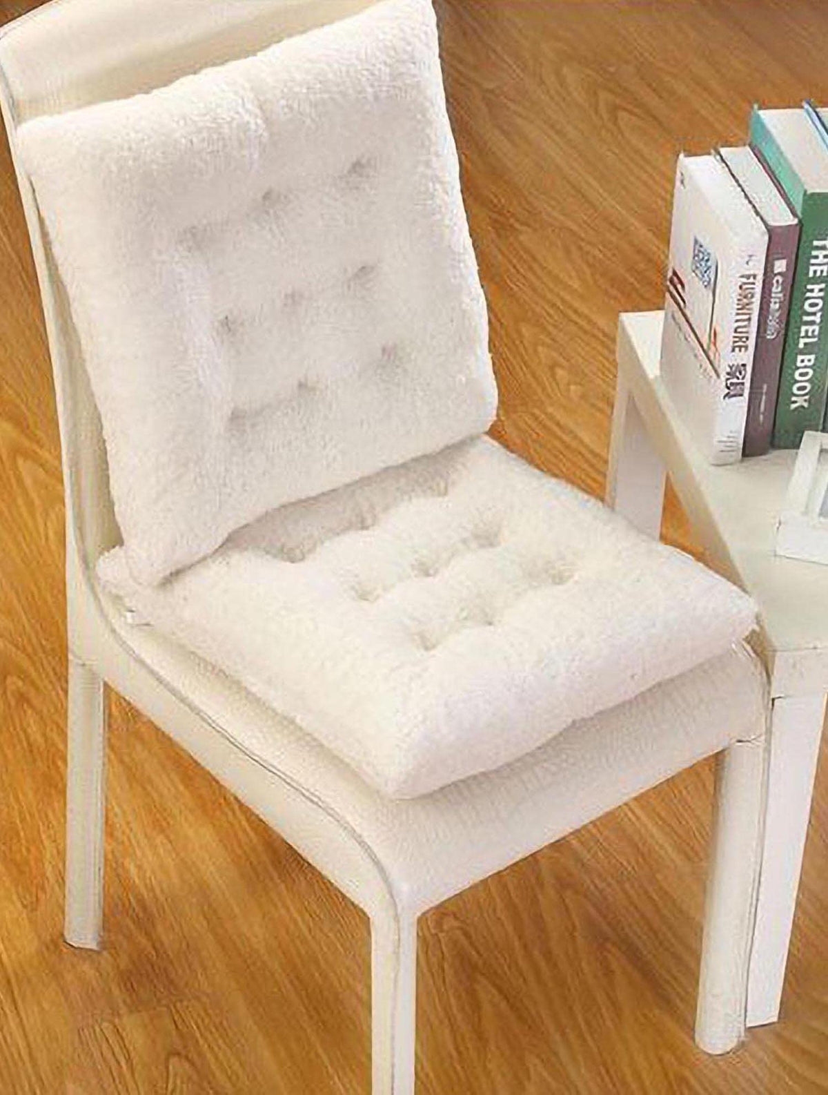 Comfortable Square and Round Artificial Lambswool Chair Pads (14 inch(35cm) / Square-brown&white)