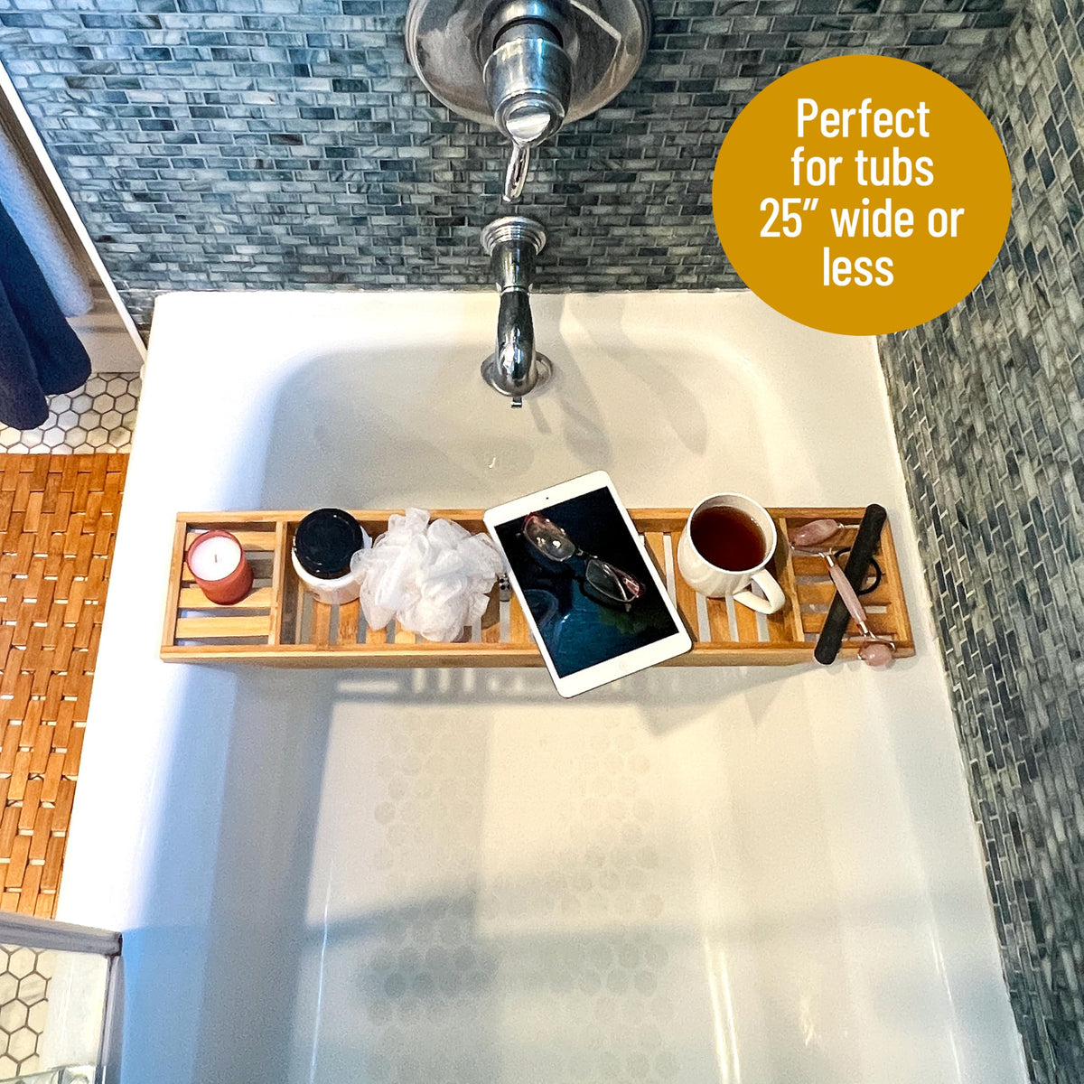 Bathtub Tray Shower Organizer (Brown / 27.5" x 5.8" x 1.8" / Bathtub Tray)