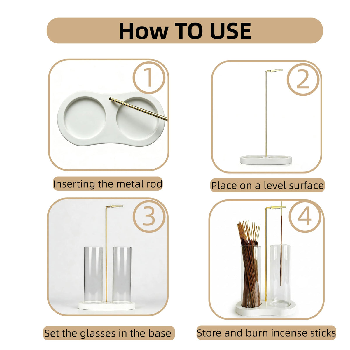 Glass Incense Holder (White)