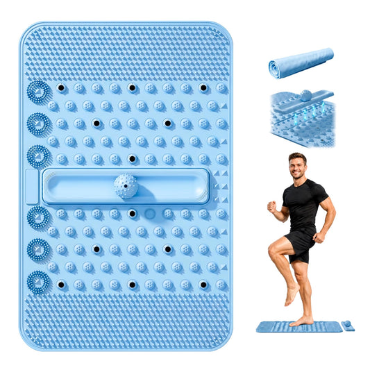 Soft TPR Extra Large Acupressure Foot Massage Mat With Removable Ball (Blue)