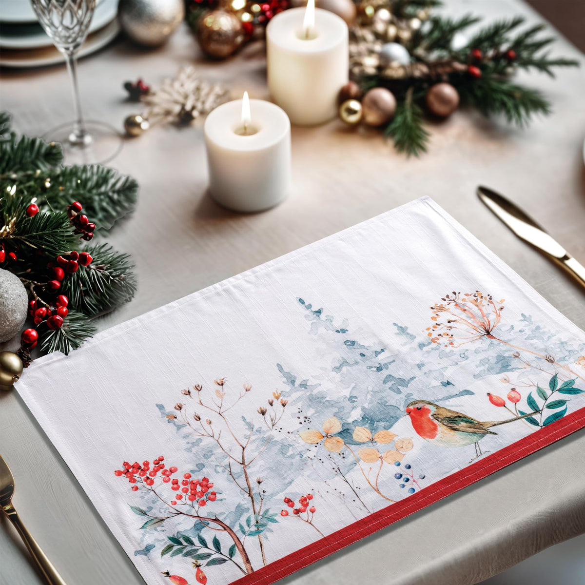 Placemats Set of 4 Reusable 100% Cotton (049 - Morzine / 13" X 19" (Pack of 4))