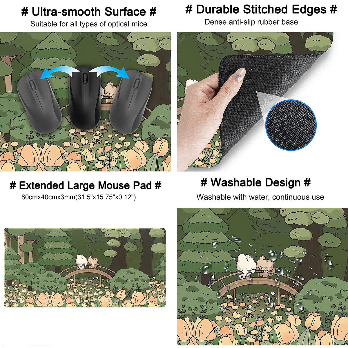 Anime Forest Desk Mat (A Orange Flowers)