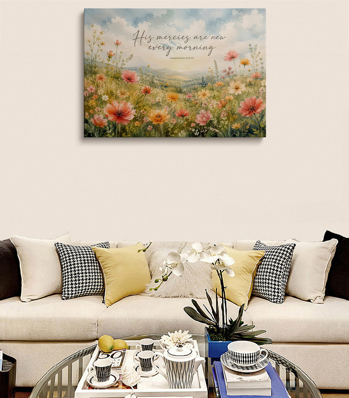 Christian Bible Verse Canvas Wall Art Framed Floral Home Decor 16x24 Inch (Bible Verse / 24"L x 16"W)