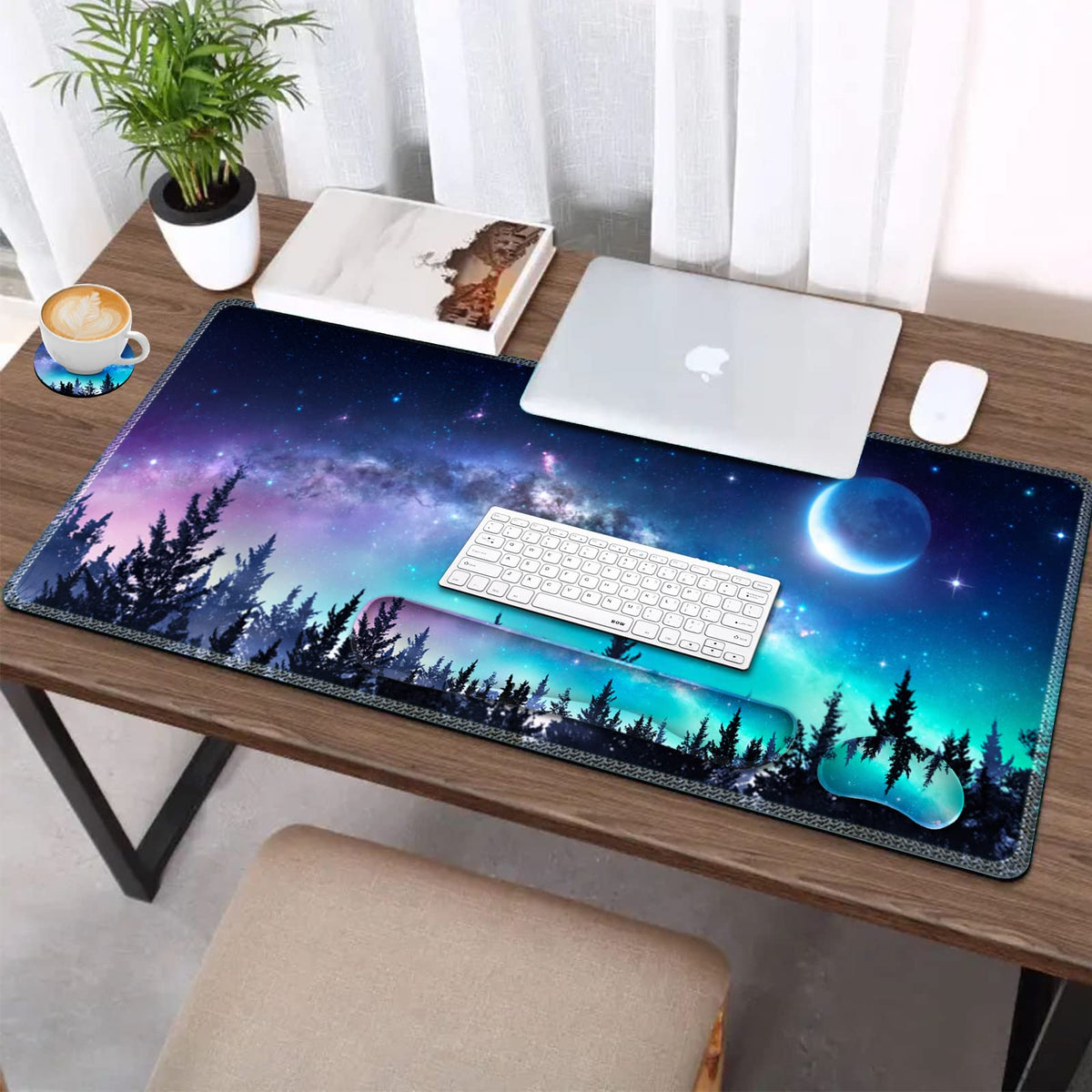 Large Gaming Mouse Pad Set (Forest Moon Sky)