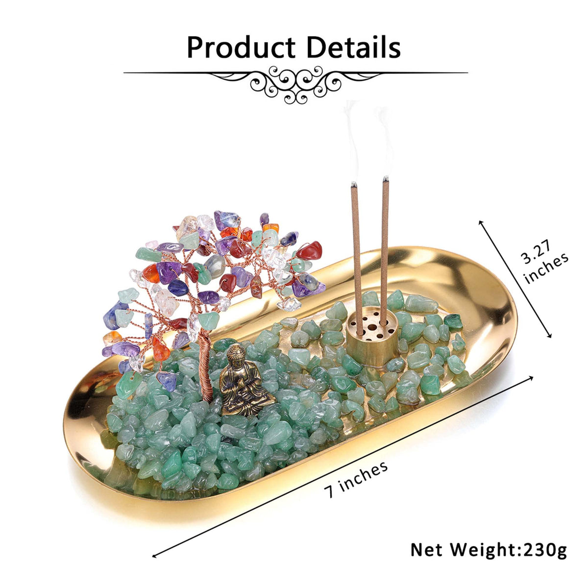 Crystal Incense Holder for Sticks (Rose Quartz)