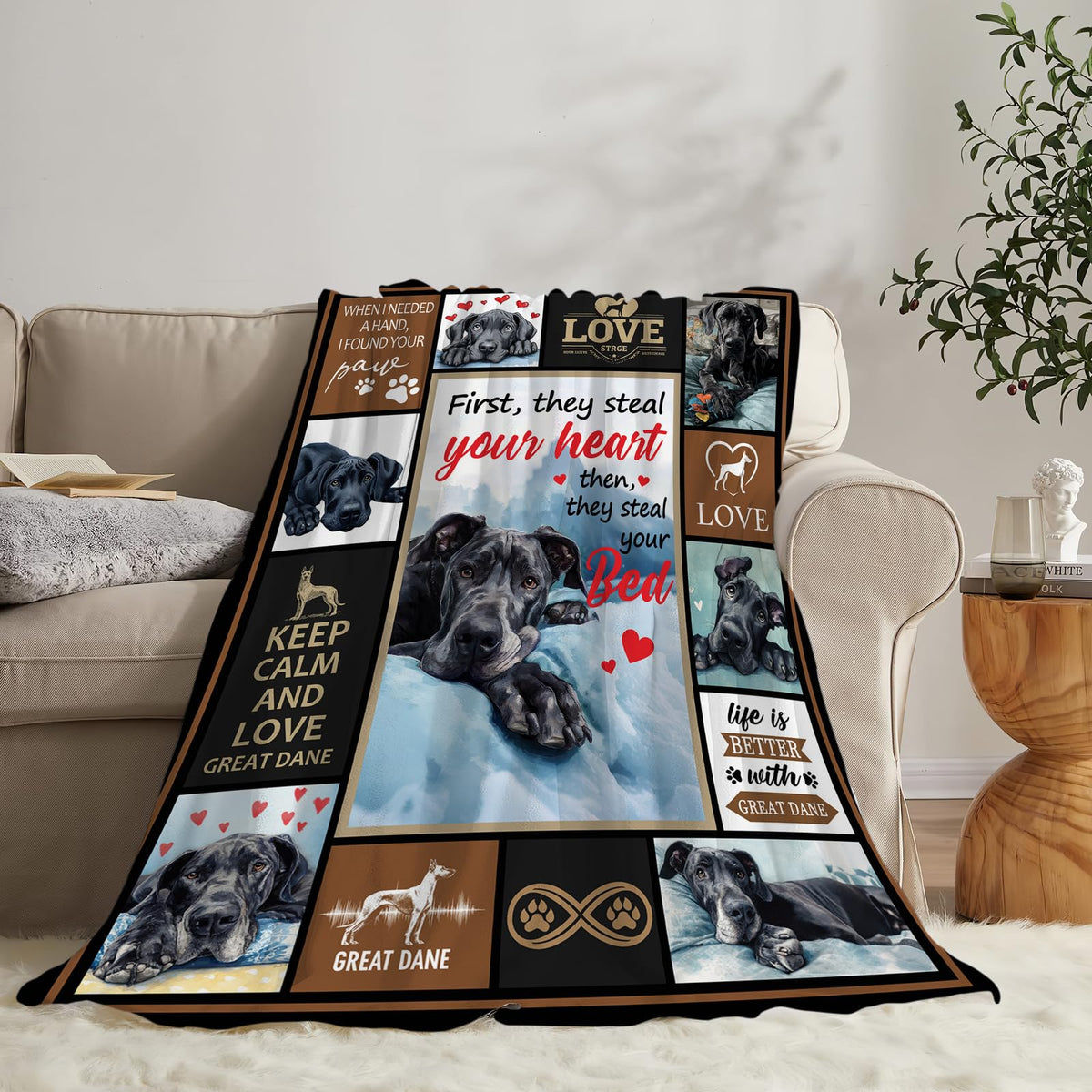 Great Dane Dog Throw Blanket (40"x50" / Dane Dog)