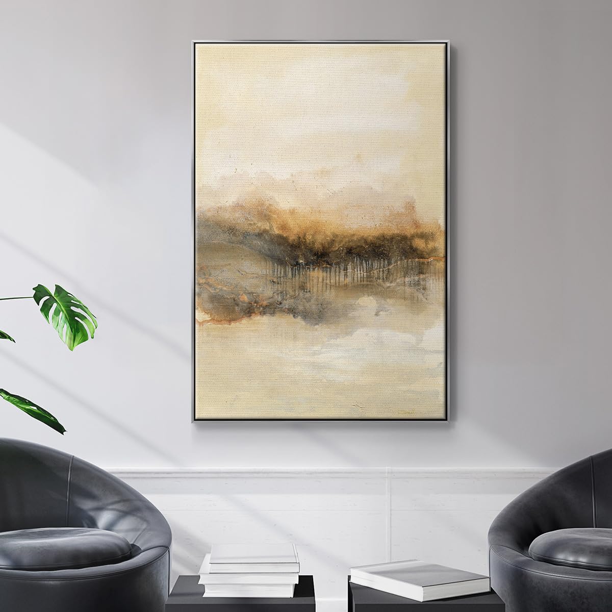Canvas Wall Art Silver Floating Frame Paintings Calm Secret Forest Landscape Nature Home Artwork for Office Bedroom Kitchen Walls (41"L x 27"W / Keeping Secrets I)