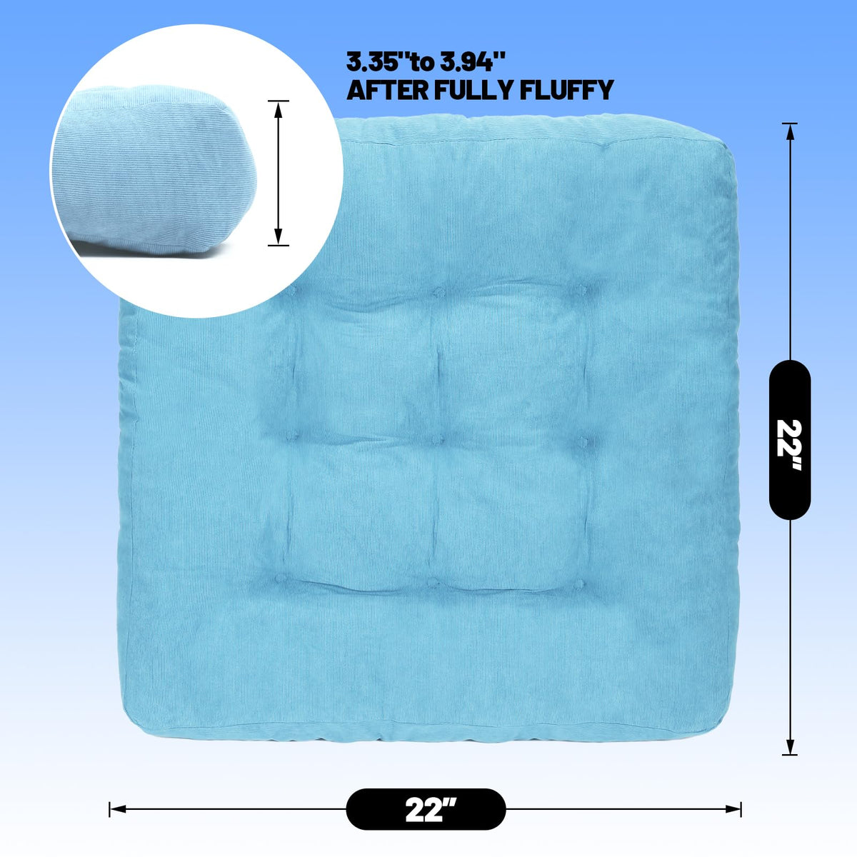 Meditation Floor Pillow Set of 2 (Lightblue / Square)