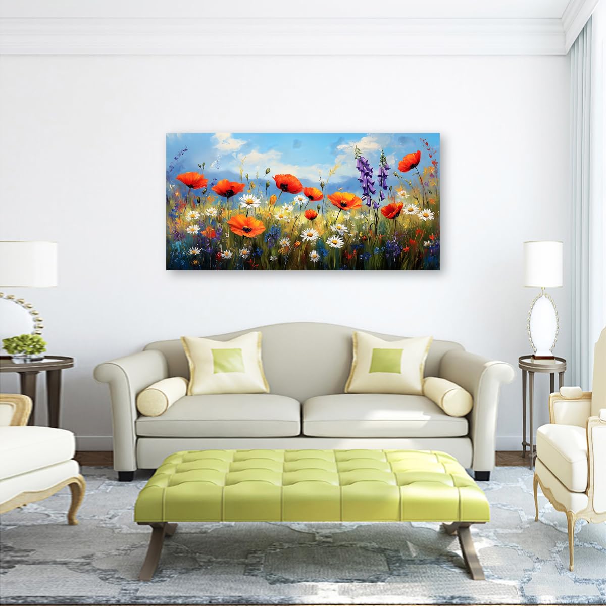 Wildflower Canvas Wall Art (40"L x 20"W / Colored wildflowers)