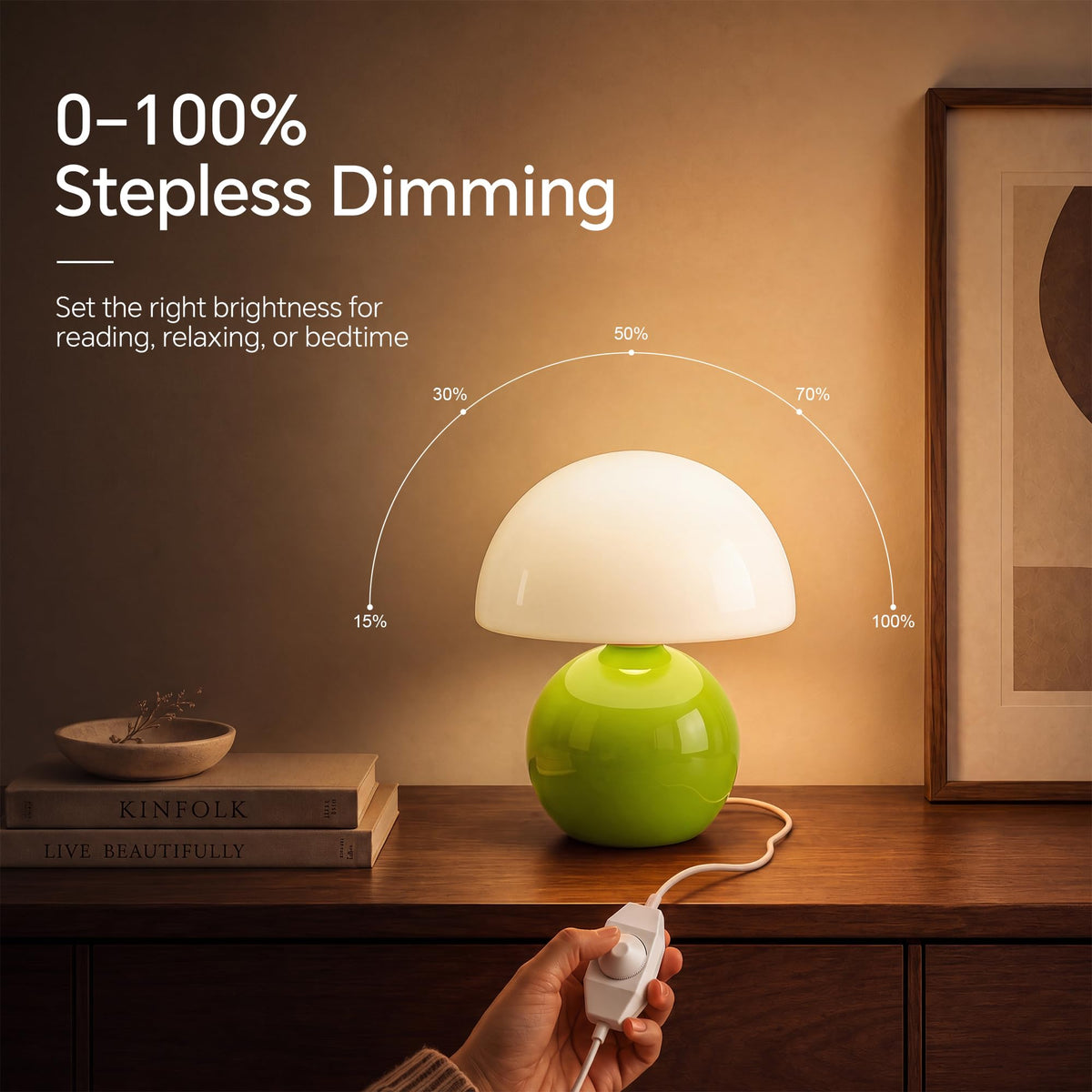 Mushroom Lamp Table Lamp for Bedroom (Green)