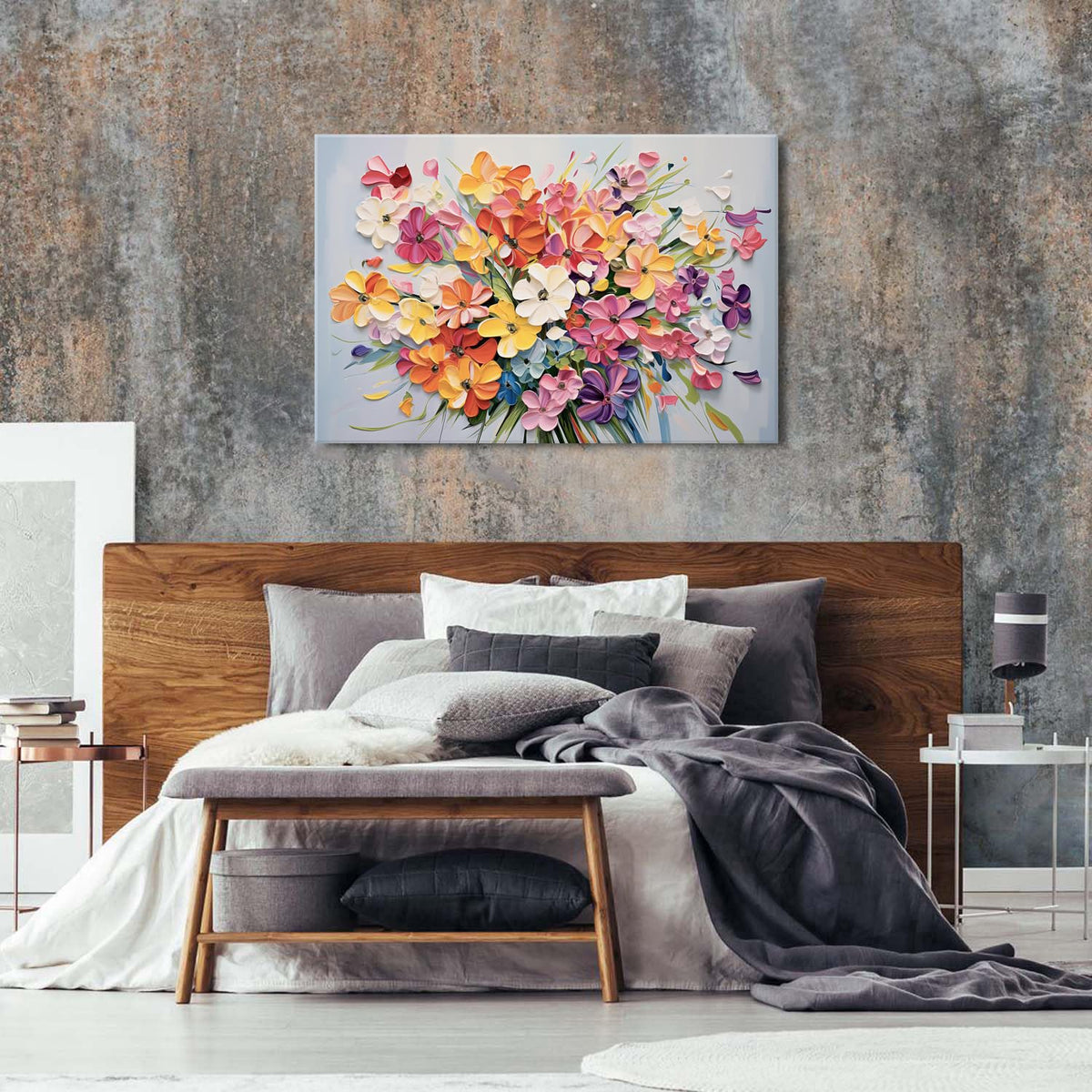 Colorful Wildflower Wall Art Watercolor Daisy and Poppy Floral Canvas Prints Large Botanical Flower Wall Decor for Living Room Bedroom Bathroom (48"L x 32"W / Flower-1)
